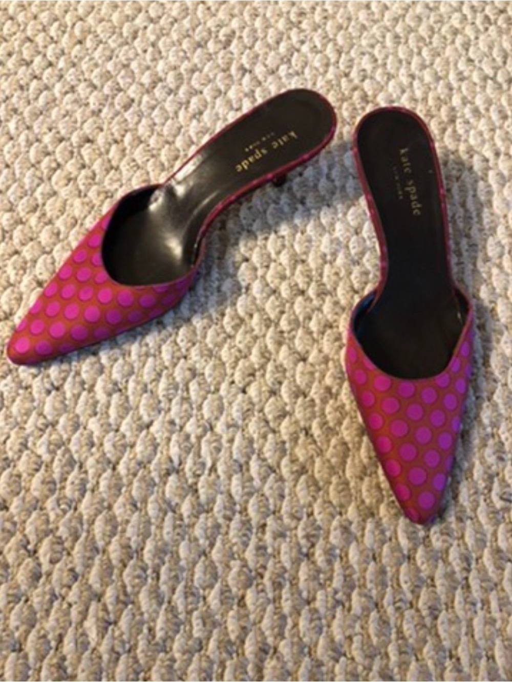 kate spade Fuchsia Polka Dot Pointed-Toe Mules